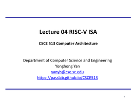 Lecture 04 RISC-V ISA