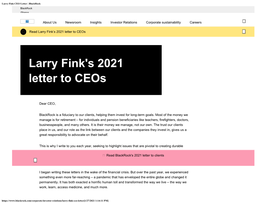 Larry Fink CEO Letter | Blackrock Blackrock Ishares Aladdin Our Company About Us Newsroom Insights Investor Relations Corporate Sustainability Careers Local Websites