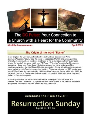 Resurrection Sunday April 5, 2015