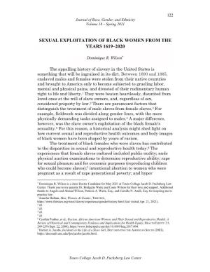 Sexual Exploitation of Black Women from the Years 1619–2020