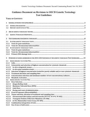 Guidance Document on Revisions to OECD Genetic Toxicology Test Guidelines TABLE of CONTENTS