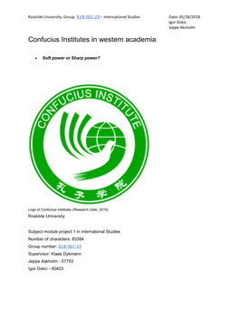 Confucius Institutes in Western Academia