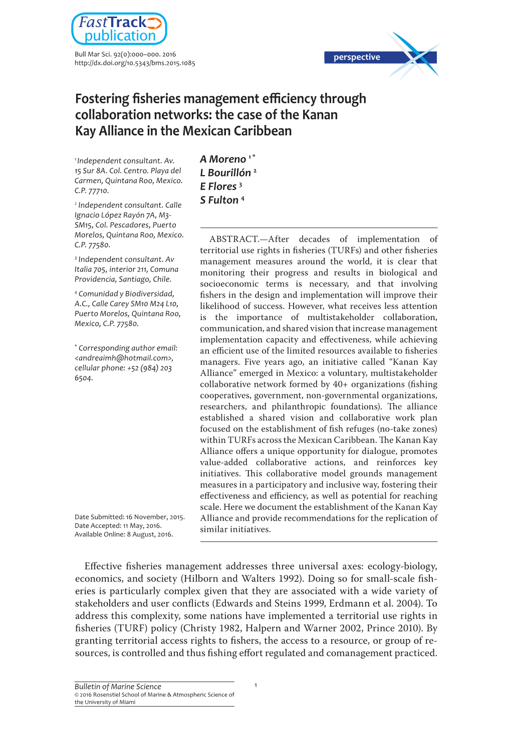 Fostering Fisheries Management Efficiency Through Collaboration Networks: the Case of the Kanan Kay Alliance in the Mexican Caribbean