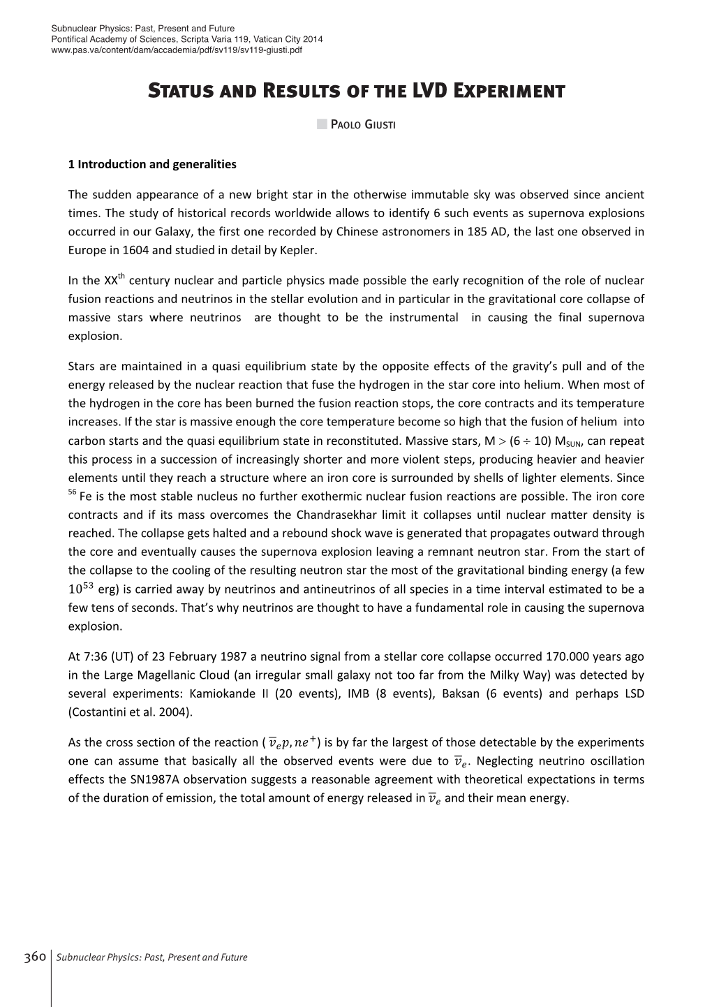 Status and Results of the LVD Experiment