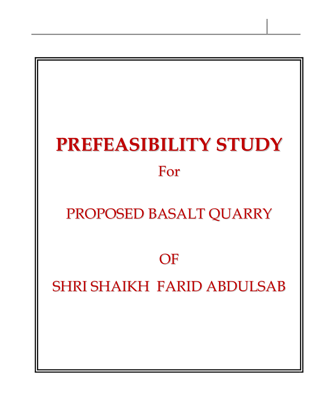 Prefeasibility Study