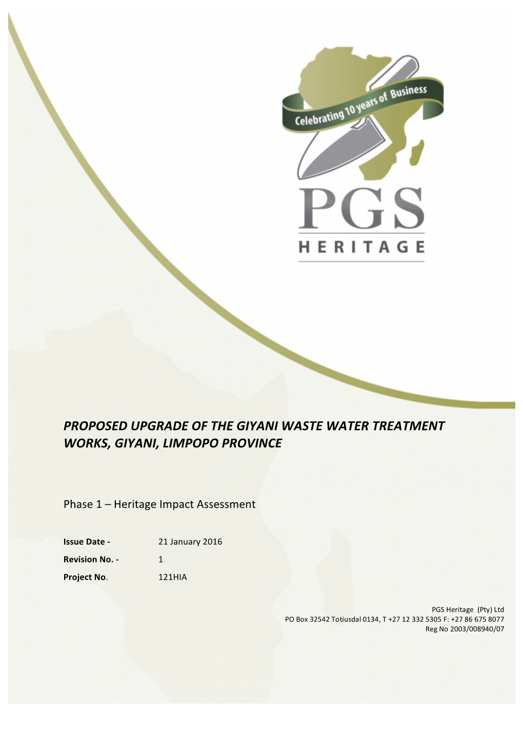 Proposed Upgrade of the Giyani Waste Water Treatment Works, Giyani, Limpopo Province