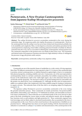 Pectenovarin, a New Ovarian Carotenoprotein from Japanese Scallop Mizuhopecten Yessoensis