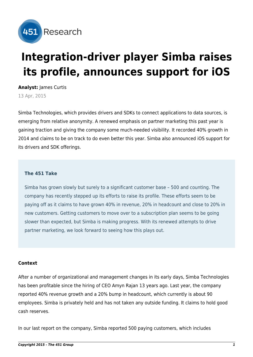 Integration-Driver Player Simba Raises Its Profile, Announces Support for Ios