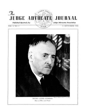 The Judge Advocate Journal, Vol. I, No. 2, 15 September 1944