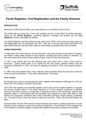 Parish Registers, Civil Registration and the Family Historian