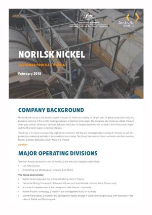 Norilsk Nickel Customer Profile – Russia