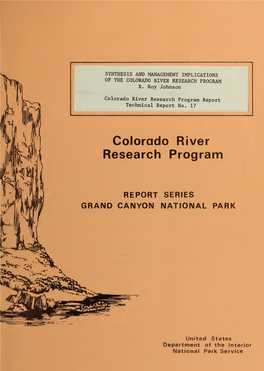 Synthesis and Management Implications of the Colorado River Research Program R