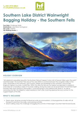 Southern Lake District Wainwright Bagging Holiday - the Southern Fells