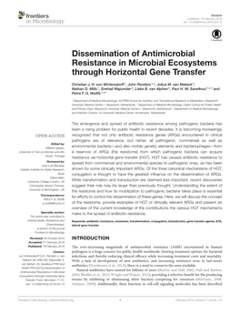 Dissemination of Antimicrobial Resistance in Microbial Ecosystems Through Horizontal Gene Transfer