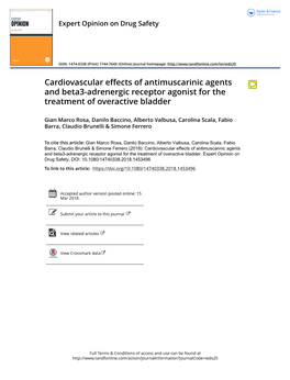 Cardiovascular Effects of Antimuscarinic Agents and Beta3-Adrenergic Receptor Agonist for the Treatment of Overactive Bladder