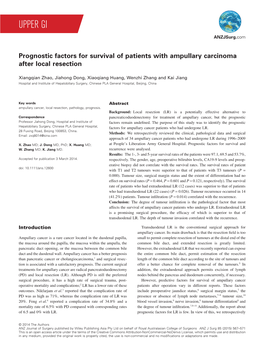 Prognostic Factors for Survival of Patients with Ampullary Carcinoma After Local Resection