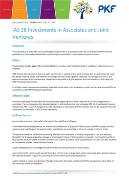 IAS 28 Investments in Associates and Joint Ventures 2017 - 07 1
