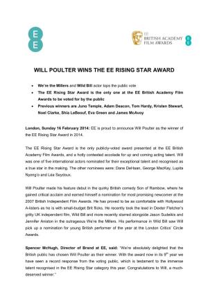 Will Poulter Wins the Ee Rising Star Award