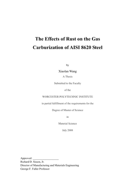 The Effects of Rust on the Gas Carburization of AISI 8620 Steel