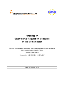 Final Report Study on Co-Regulation Measures in the Media Sector
