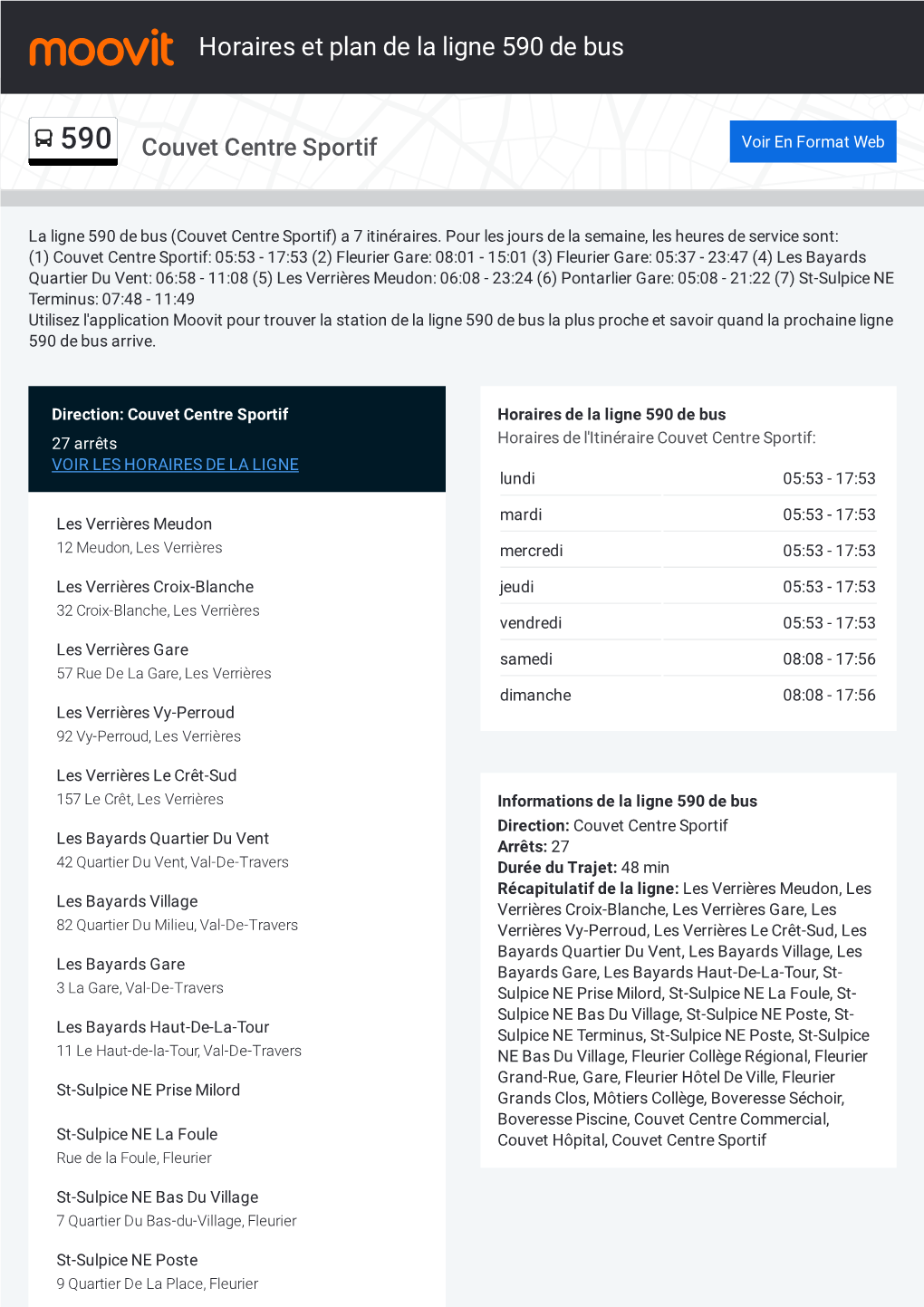 Horaires Et Trajet De La Ligne 590 De Bus Sur Une Carte