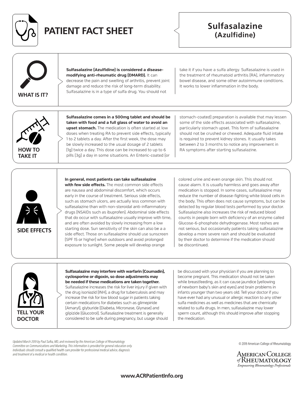 PATIENT FACT SHEET Sulfasalazine