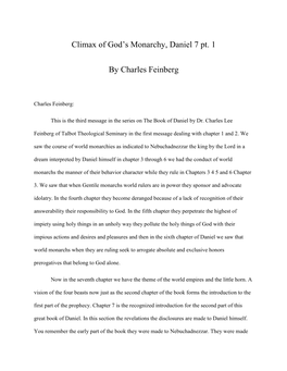 Climax of God's Monarchy, Daniel 7 Pt. 1.Pdf