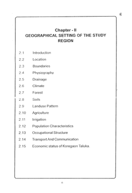 Chapter - II GEOGRAPHICAL SETTING of the STUDY REGION