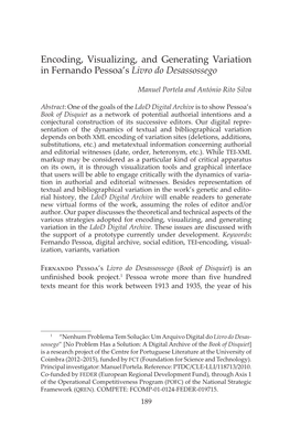 Encoding, Visualizing, and Generating Variation in Fernando Pessoa's