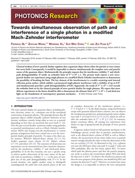 Towards Simultaneous Observation of Path and Interference of a Single Photon in a Modified Mach–Zehnder Interferometer