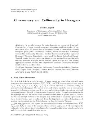 Concurrency and Collinearity in Hexagons