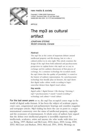The Mp3 As Cultural Artifact