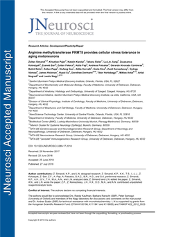 Arginine Methyltransferase PRMT8 Provides Cellular Stress Tolerance in Aging Motoneurons