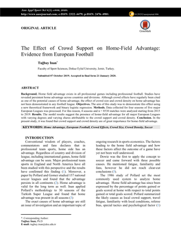 The Effect of Crowd Support on Home-Field Advantage: Evidence from European Football