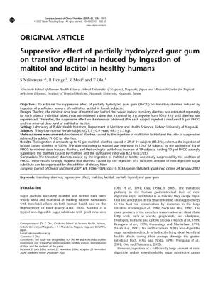 Suppressive Effect of Partially Hydrolyzed Guar Gum on Transitory Diarrhea Induced by Ingestion of Maltitol and Lactitol in Healthy Humans