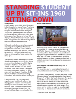 A Major Aspect of the 1960 Sit-In Movement Is That It Was Led by Young African Americans. This Generation Grew up Cl