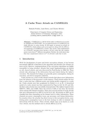 A Cache Trace Attack on CAMELLIA