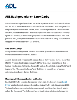 ADL Backgrounder on Larry Darby