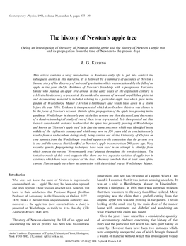 The History of Newton' S Apple Tree