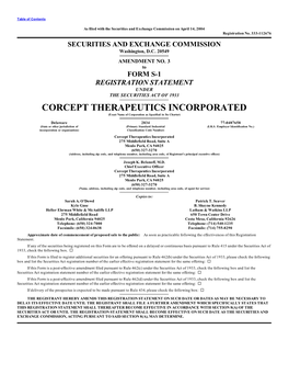 CORCEPT THERAPEUTICS INCORPORATED (Exact Name of Corporation As Specified in Its Charter)