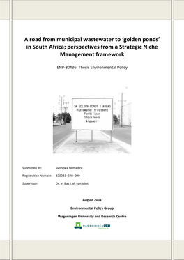 Golden Ponds’ in South Africa; Perspectives from a Strategic Niche Management Framework