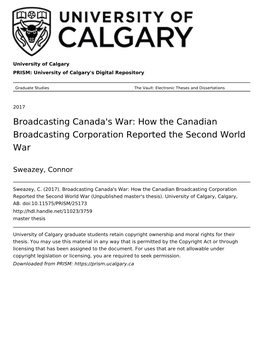 Broadcasting Canada's War: How the Canadian Broadcasting Corporation Reported the Second World War