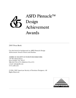 ASFD Pinnacle™ Design Achievement Awards