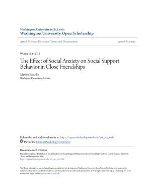 The Effect of Social Anxiety on Social Support Behavior in Close Friendships" (2016)