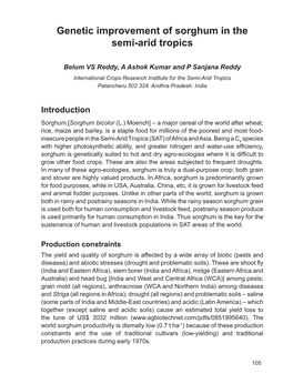 Genetic Improvement of Sorghum in the Semi-Arid Tropics