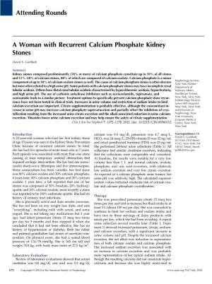 Attending Rounds a Woman with Recurrent Calcium Phosphate