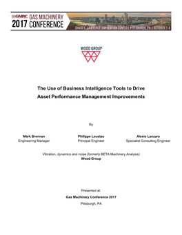 The Use of Business Intelligence Tools to Drive Asset Performance Management Improvements