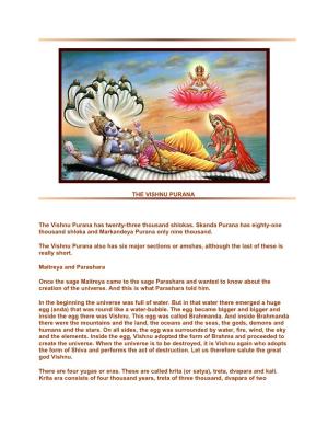 THE VISHNU PURANA the Vishnu Purana Has Twenty-Three Thousand