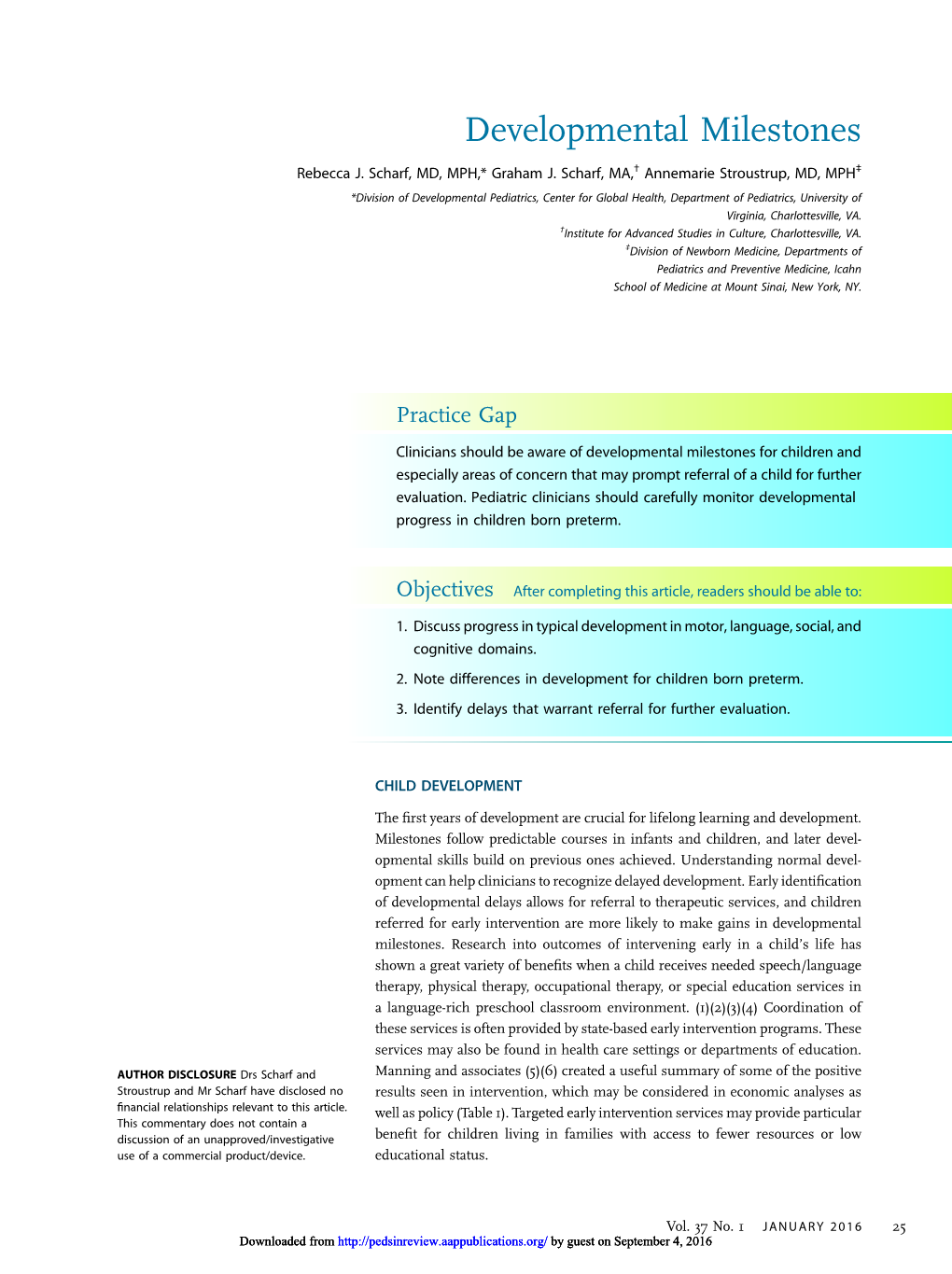 Developmental Milestones