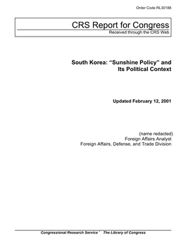 South Korea: "Sunshine Policy"